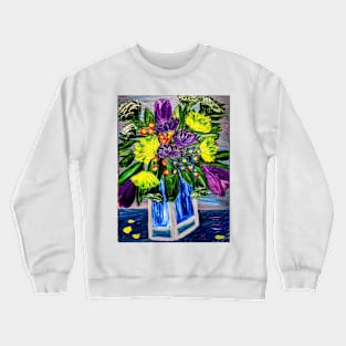 beautiful bouquet flowers in a glass vase Crewneck Sweatshirt